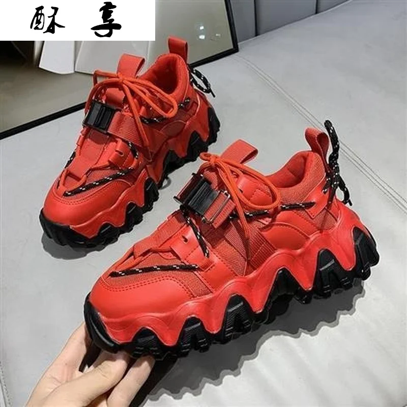 

2021 Fashion Women's Shoes Women's Sneakers Spring Lace-up Color Matching Platform Shoes Comfortable Shallow Mouth Casual Shoes