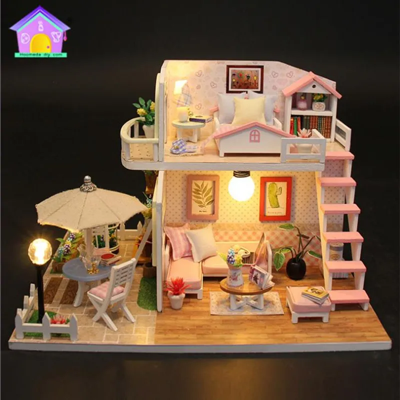 Милая комната креативный Кукольный дом сделай сам Миниатюрный с 3D светодиодной