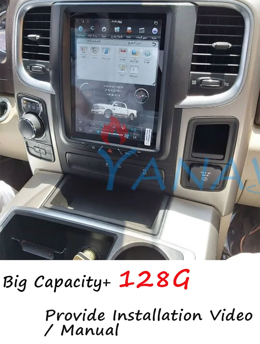 Radio Estéreo Multimedia con GPS para coche, unidad principal de Audio con Android Tesla, 128GB, para Dodge RAM 1500, 3500, 2013 -2018