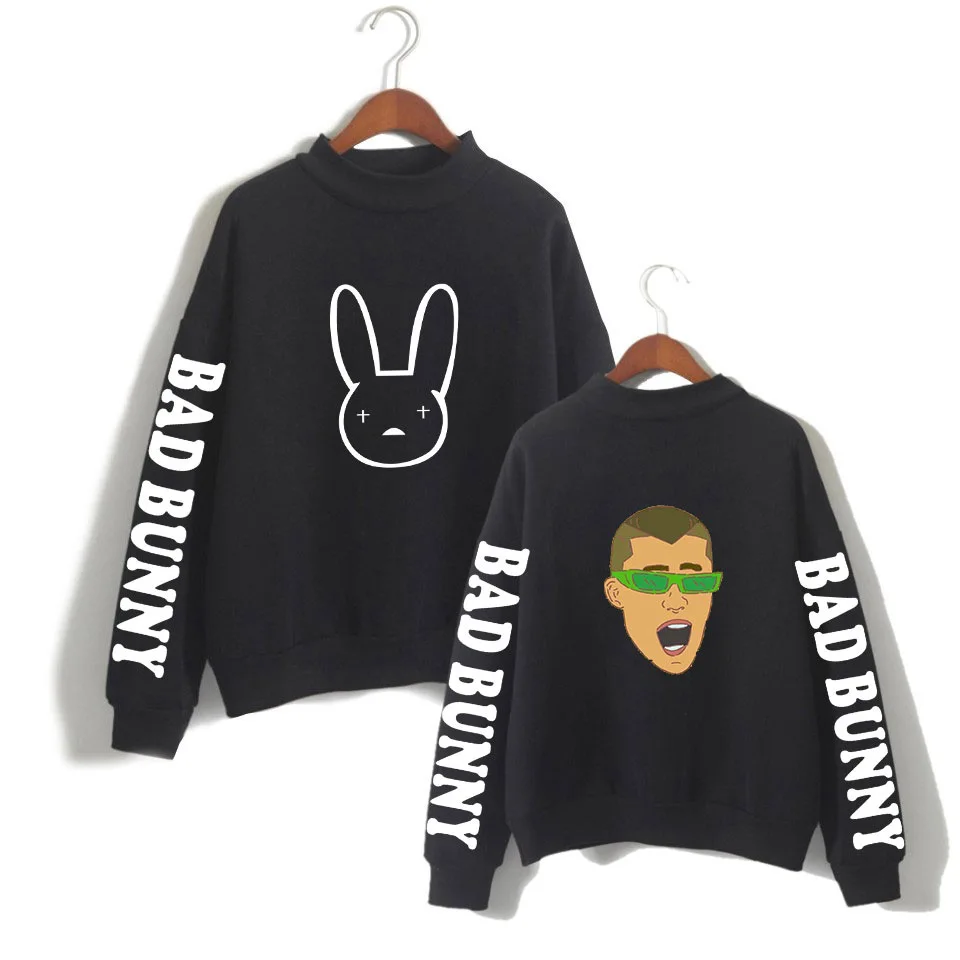 

Sweatshirt Bad Bunny Men Women Autumn/Winter Hoodies Casual Turtleneck Sweatshirts Moletom Masculino Harajuku Pullover