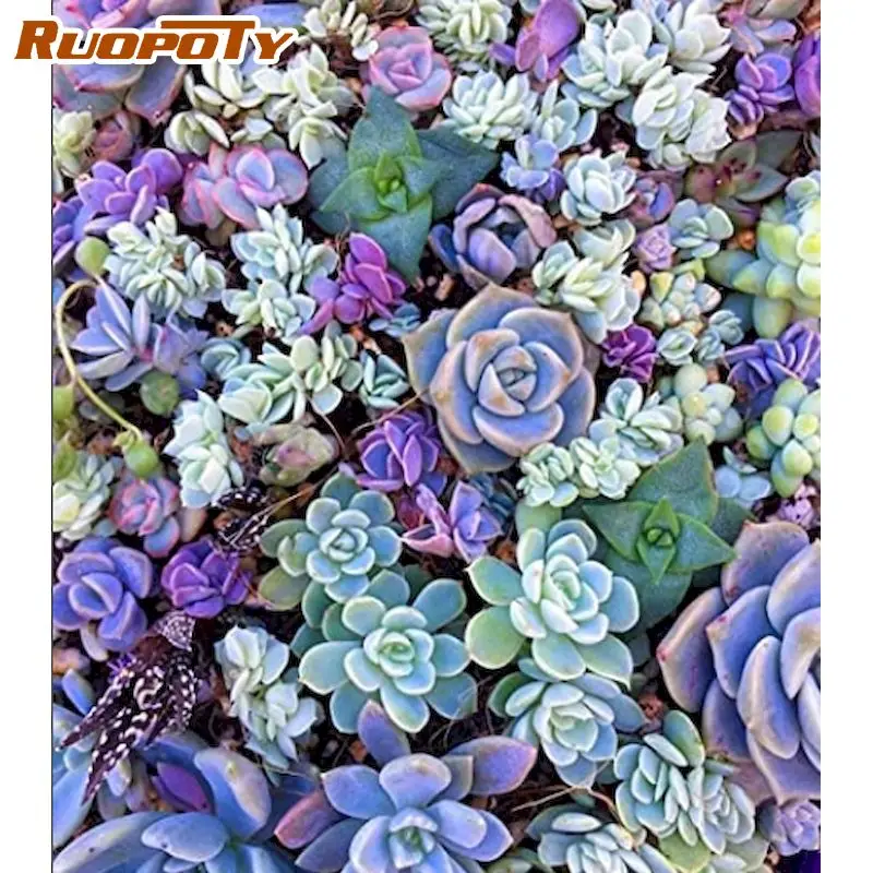 

RUOPOTY 60×75cm Frame Purple plant Painting By Numbers Canvas Drawing Handpainted Kits Acrylic Paints Art Unique Gift Wall Decor