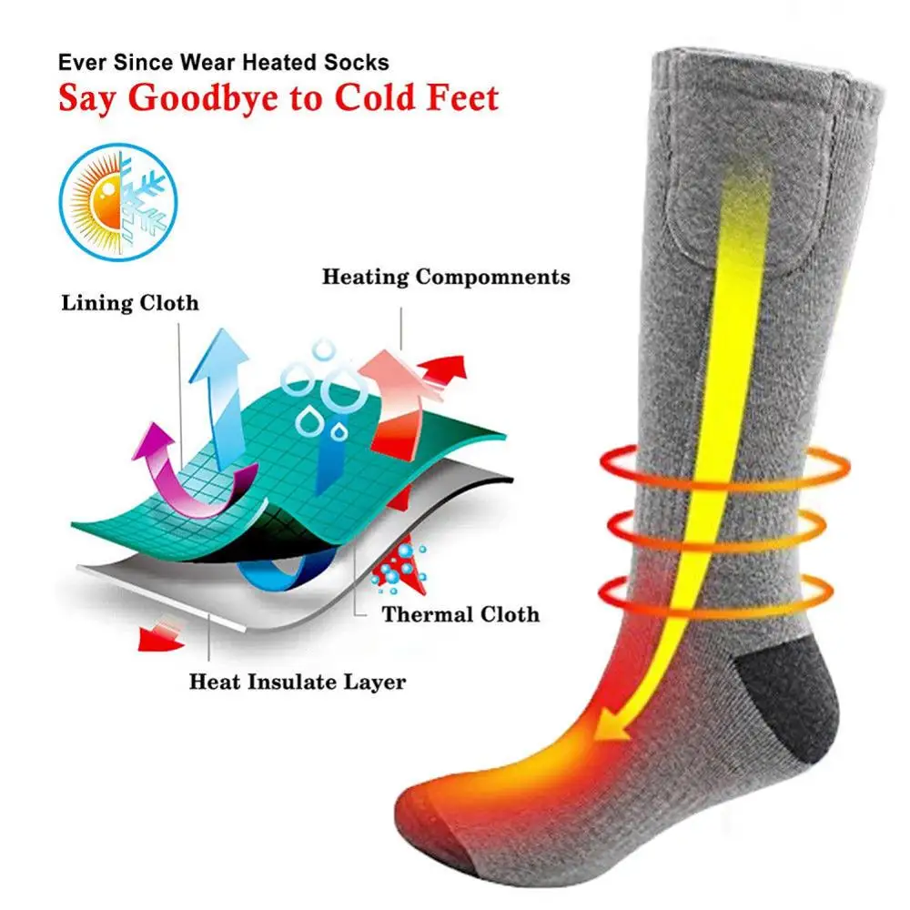 WJES1   Women Men unisex size  Winter Adjustable   Rechargeable   Warmer  Electric Heated  cotton Socks