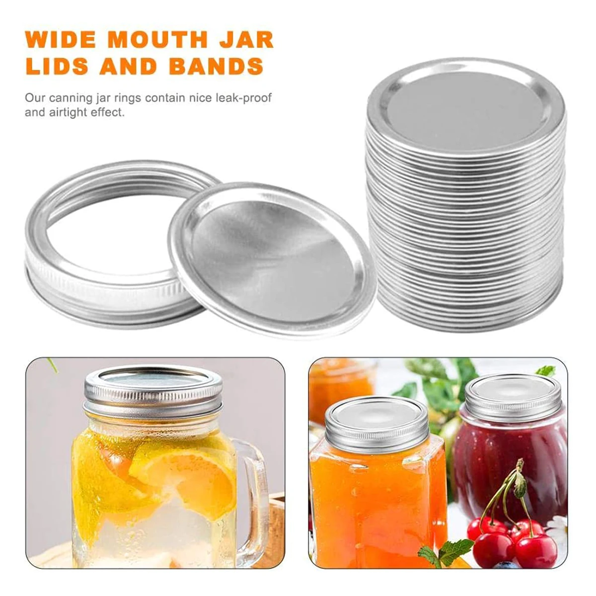 

Набор крышек раздельного типа, герметичное круглое металлическое кольцо + Герметичная крышка для каменной банка, 10 шт.