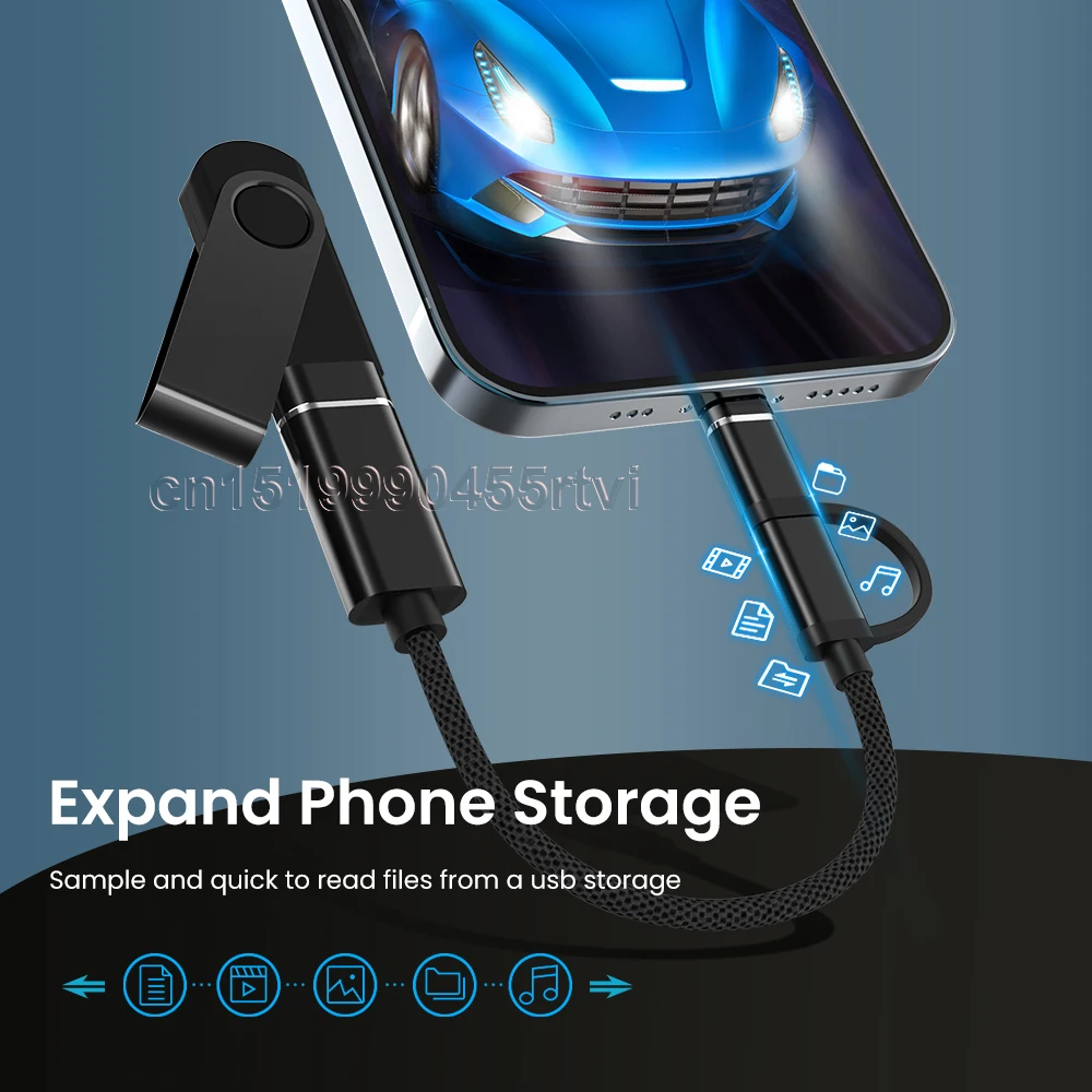 Кабель-адаптер OTG 2 в 1 с USB 3 0 на 8-Pin/Type C для iPhone 13 12 11 Pro Max iPad iOS и выше мыши камеры
