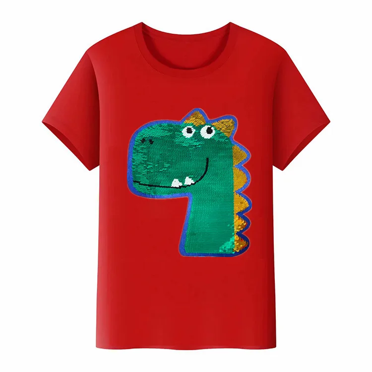 Детская одежда 2021 летняя детская футболка из хлопка с блестками и мультяшным