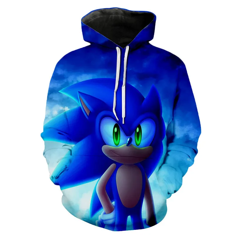 Sonic 3D Модный пуловер худи Повседневная Толстовка с длинными рукавами 3D Одежда для мальчиков и девочек тонкий стиль детский свитер с героями мультфильмов