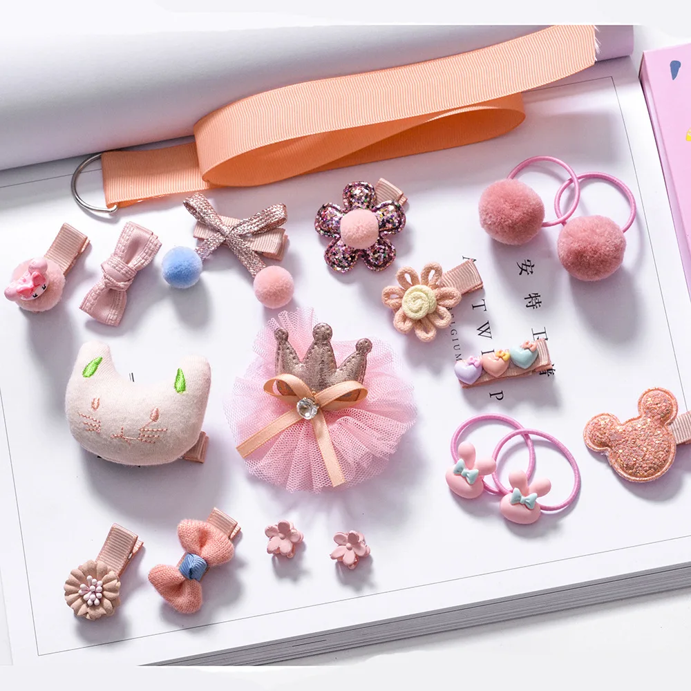 8/10/24pcs Baby Girl Hair Clips Cartoon Children Headband Bow Crown Flower Hairpins Barrettes Headwear Kids Accessories |