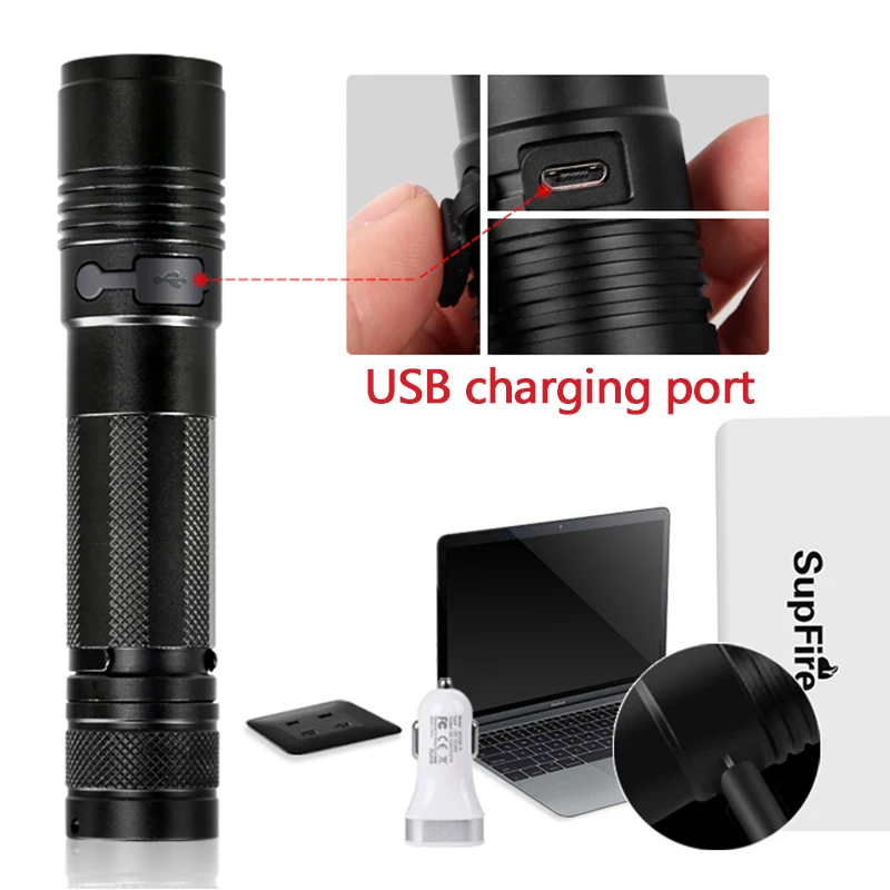 Мощный светодиодный фонарик 10 Вт с USB-зарядкой |