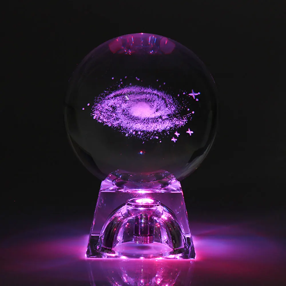 

6Cm 3D Gegraveerd Galaxy Zonnestelsel Kristallen Lamp Nachtlampje Lichtgevende Craft Glas Ronde Sphere Thuis Bureau Decor lamp
