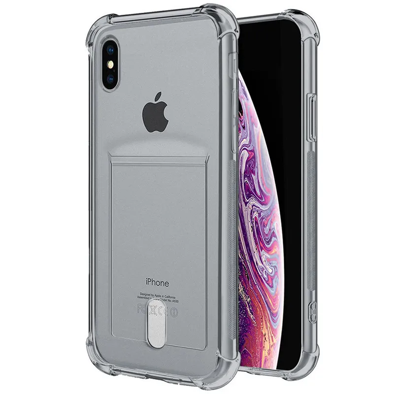 Transparent Grey MANTIS для iPhone X XS Max XR кредитный держатель для карт Прозрачный чехол для телефона мягкий ТПУ чехол для iPhone 5 5S 6 6S 7 8 Plus 11 Pro Max - Цвет: Transparent Grey