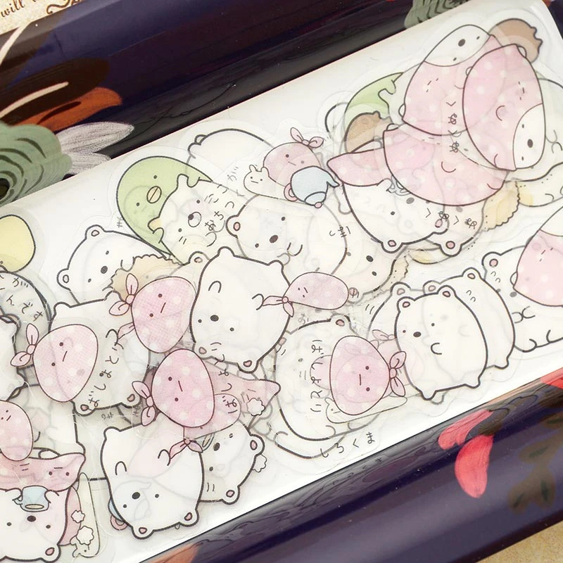 50 шт./лот (1 пакет) Diy милый мультфильм Kawaii ПВХ наклейки кот медведь стикер для