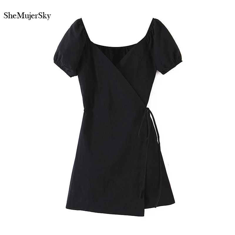 Сексуальное черное облегающее платье SheMujerSky с глубоким V образным вырезом