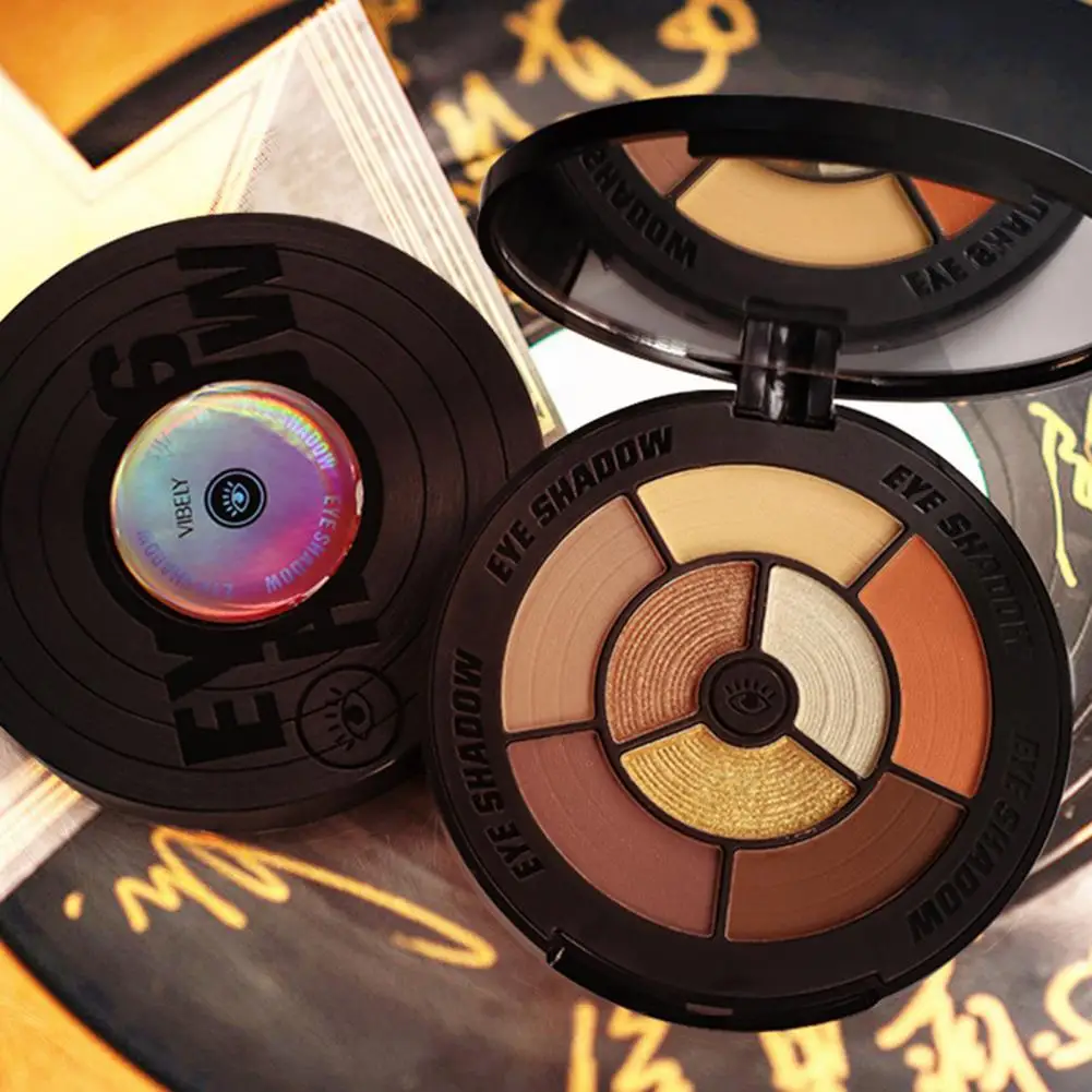 

12g Practical Vintage Vinyl Record Polarized Glitter Cosmetic Eyeshadow Palette Lightweight Stunning Eye Shadow Plate