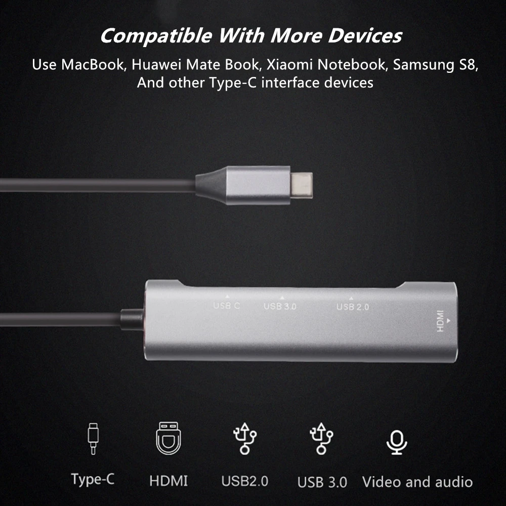 Tebe Type c к HDMI USB C Hub 4 в 1 4K 3 0 док адаптер Typc PD Зарядка для MacBook/Nintendo Switch Samsung S8|USB-хабы| |