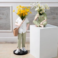 figurines for interior home decor living room floor dried flower vase large floor ornament sculptures and statues european resin