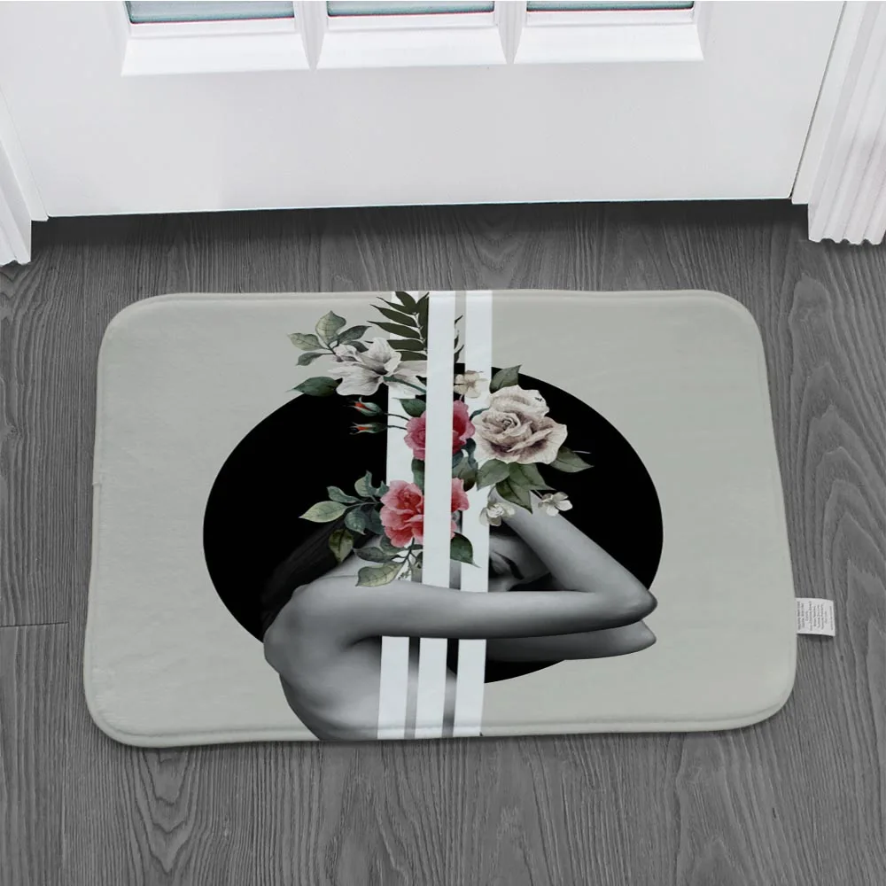 

Cute character art design door mat decorative floor door mat non-slip soft flannel carpet for hallway kitchenLZE10