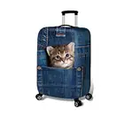 Симпатичный ковбойский Синий чехол для багажа с изображением плохого кота, моющийся защитный чехол для чемодана с защитой от царапин подходит для чемодана диагональю 18-32 дюйма