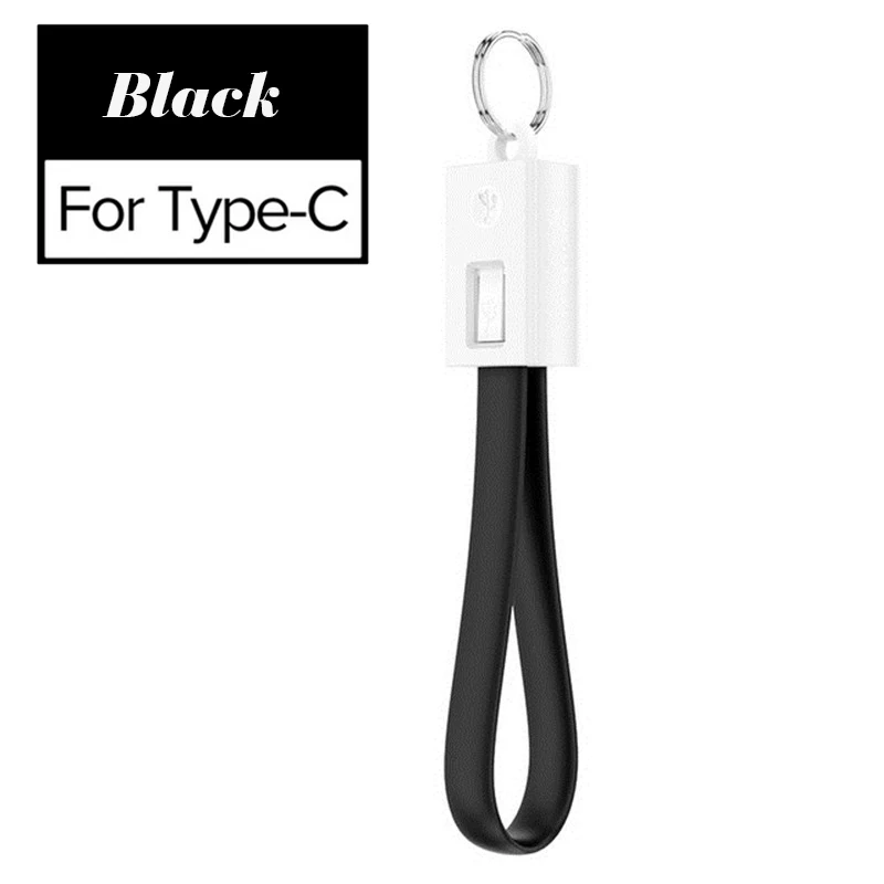 Black for Type-c Мини брелок USB кабель для huawei samsung Xiaomi Портативный 2A Micro usb type-C USB-C кабель аксессуары портативный зарядный кабель - Цвет: Black for Type-c