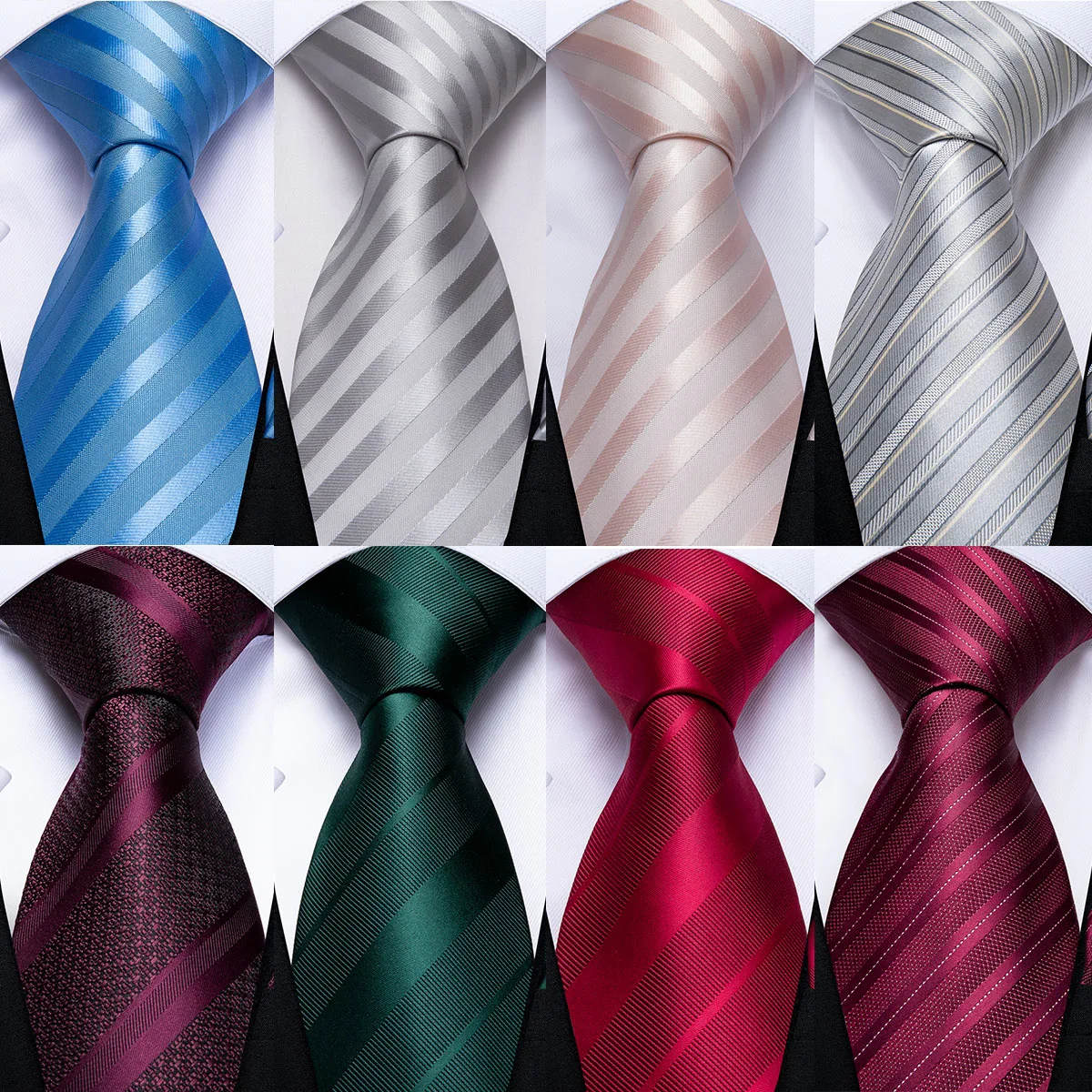 Дизайнерский мужской галстук DiBanGu красный зеленый синий в полоску Шелковый