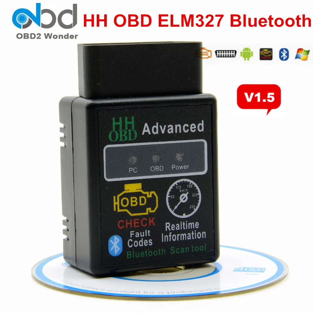 HH OBD ELM327 V1.5 OBD2 ELM327 1,5 HH OBD диагностический сканер ELM 327 V1.5 Bluetooth OBDII автоматический считыватель кодов Поддержка всех OBD2 OBD 2 протоколов - Цвет: HH OBD ELM327 V1.5