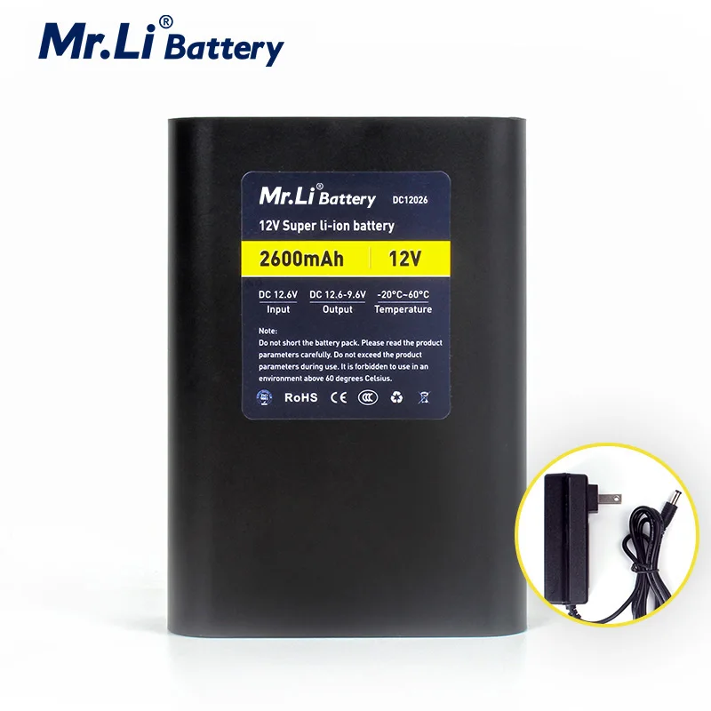 Mr. Li 12V 2600mAh перезаряжаемый литий ионный аккумулятор для камер видеонаблюдения +