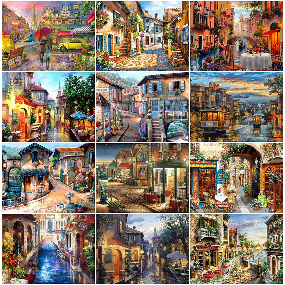 

Diamond Painting Street Cross Stitch Full Square Diamond Embroidery Landscape Picture Of Rhinestones Handmade Gift