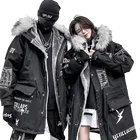Женское флисовое пальто, зимнее пальто в стиле хип-хоп, длинное, с меховым воротником, теплая парка, 2021