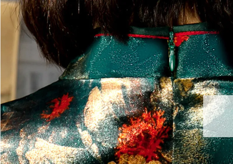 L-5XL, женские осенние велюровые платья Cheongsam, плюс размер, бархатное позолоченное традиционное китайское платье, Зеленое Длинное Qipao