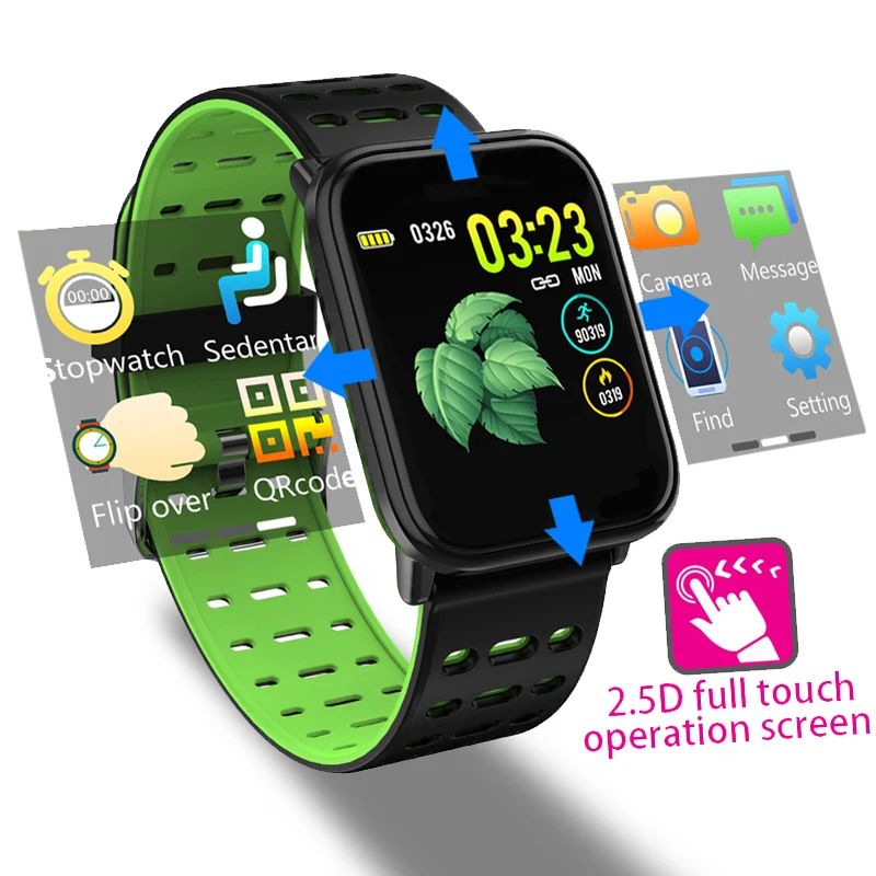 Новинка 2019 умный браслет полный сенсорный экран смарт пульсометр кровяное