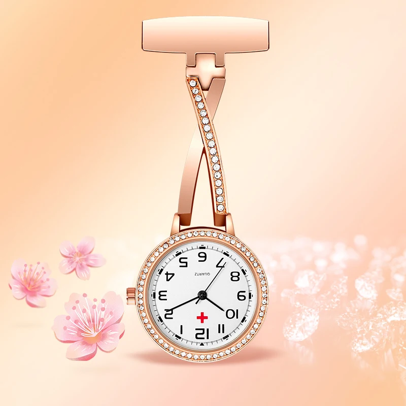 

Unique Design Pocket Watch Fashion Crystal Zircon Pocket Watches Nurse Hospital Pattern Clip-on Fob Pocket Watch relogio Clock