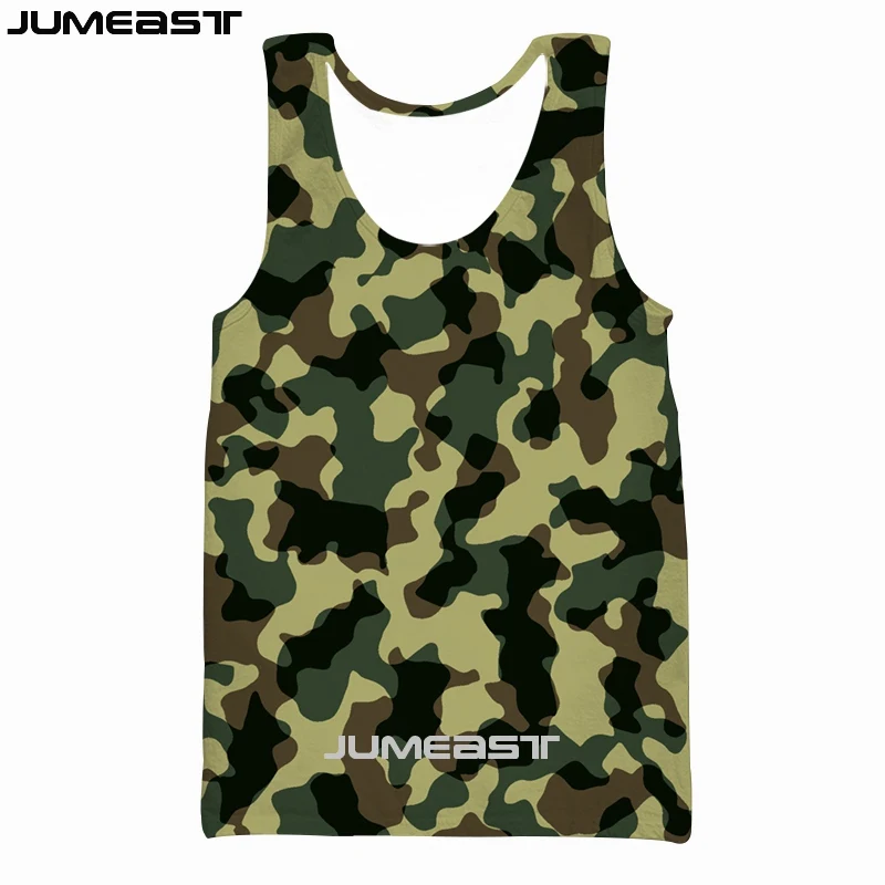 Jumeast Men Women 3D Printed Vest Camouflage Streetwear Harajuku Oversized Short Sleeve Sport Pullover Summer Tank Tops Tees | Мужская