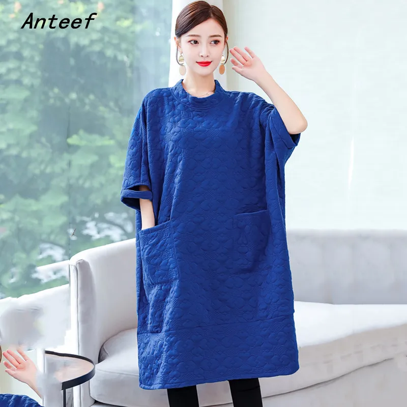 

Женское винтажное платье с цветочным принтом Anteef, повседневное свободное платье средней длины на осень и зиму, элегантная одежда 2021