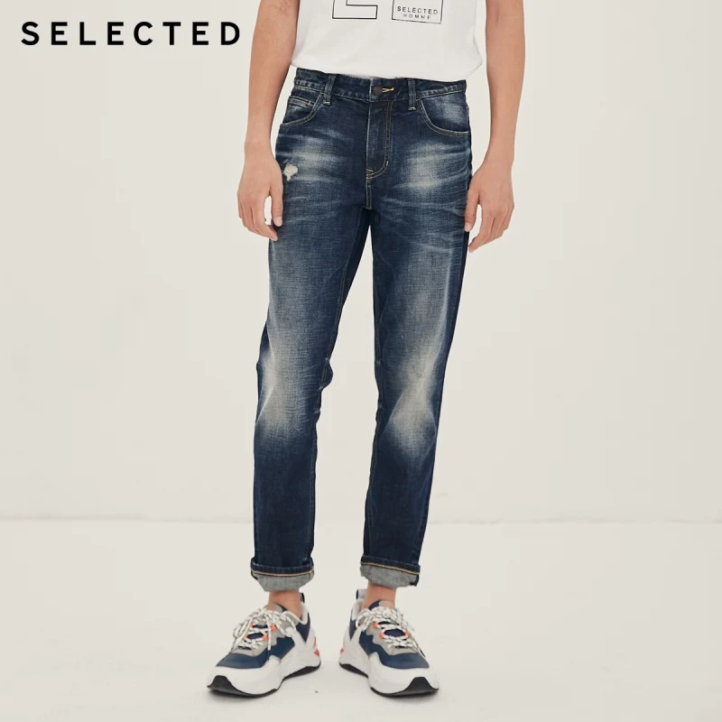 

SELECTED Men's Casual Micro-elastic Denim Pants Summer Slim Fit Ripped Jeans R|420132536
