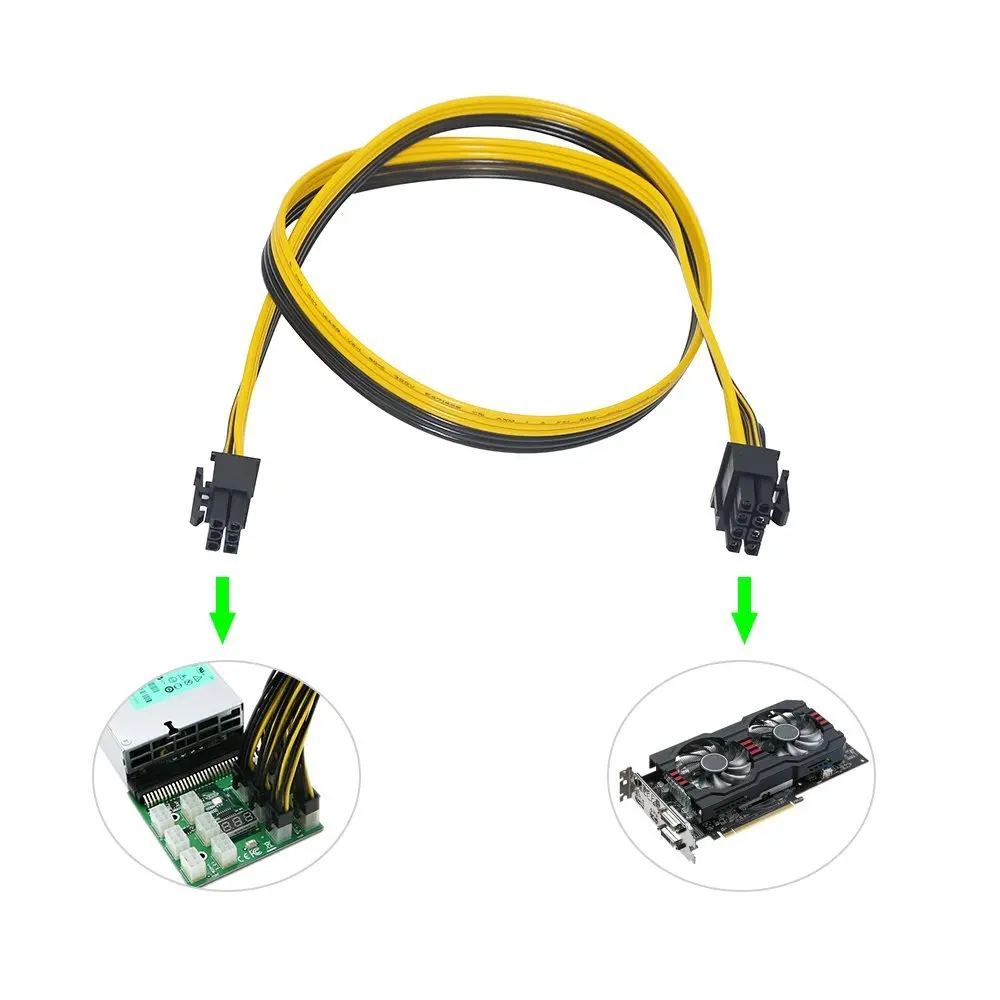 6 шт. 6-контактный PCI-E до 8 контактов (6 + 2) PCI-e (штекер-штекер) силовой кабель GPU 50 см