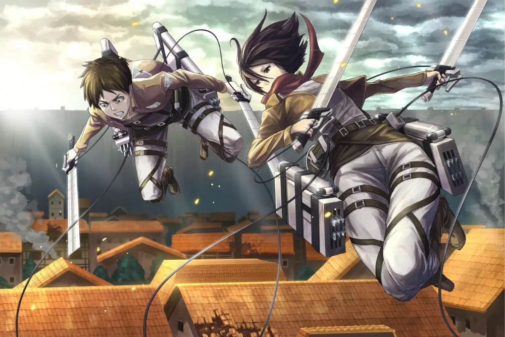 Аниме Атака Титанов Eren Jaeger Косплей костюмы Levi · Ackerman Scout Regiment хлопок для женщин и мужчин тренчи с капюшоном комбинезоны пальто