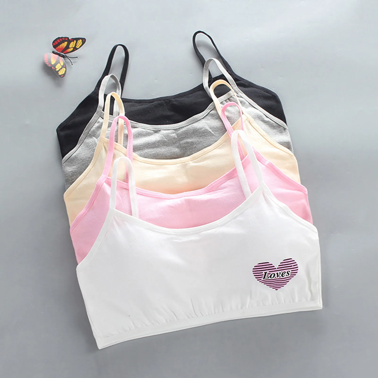 

Children Bra Teen Girls Bra Cotton Girls Heart Protection development Training Bra Student Kids Underwear Camisole Clothing Tops