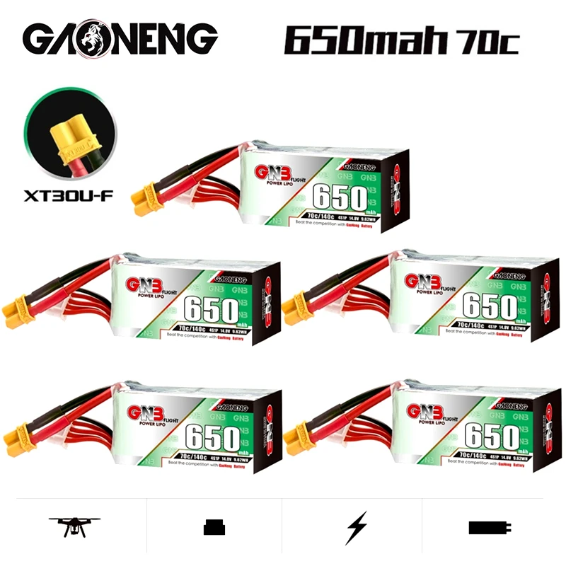 1-10 шт. Gaoneng GNB 650 мАч 14 8 в 4S 70C/140C со штекером HV Lipo аккумулятор для DYS FPV гоночного