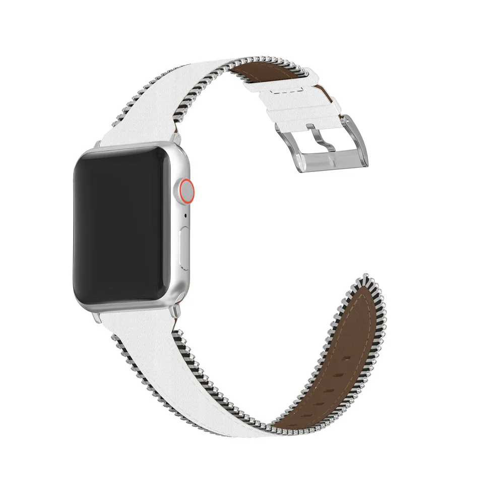 40 мм 44 мм кожаный ремешок для Apple Watch Band 4 38 мм 42 мм браслет ремень для iWatch 3 2 1 Боковая цепь дизайн