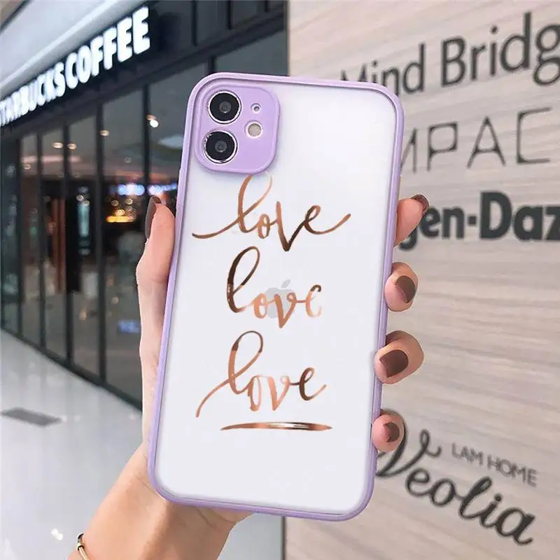 

gold Phone Cases matte transparent For purple iPhone 7 8 x xs xr 11 12 pro plus max mini Clear Funda