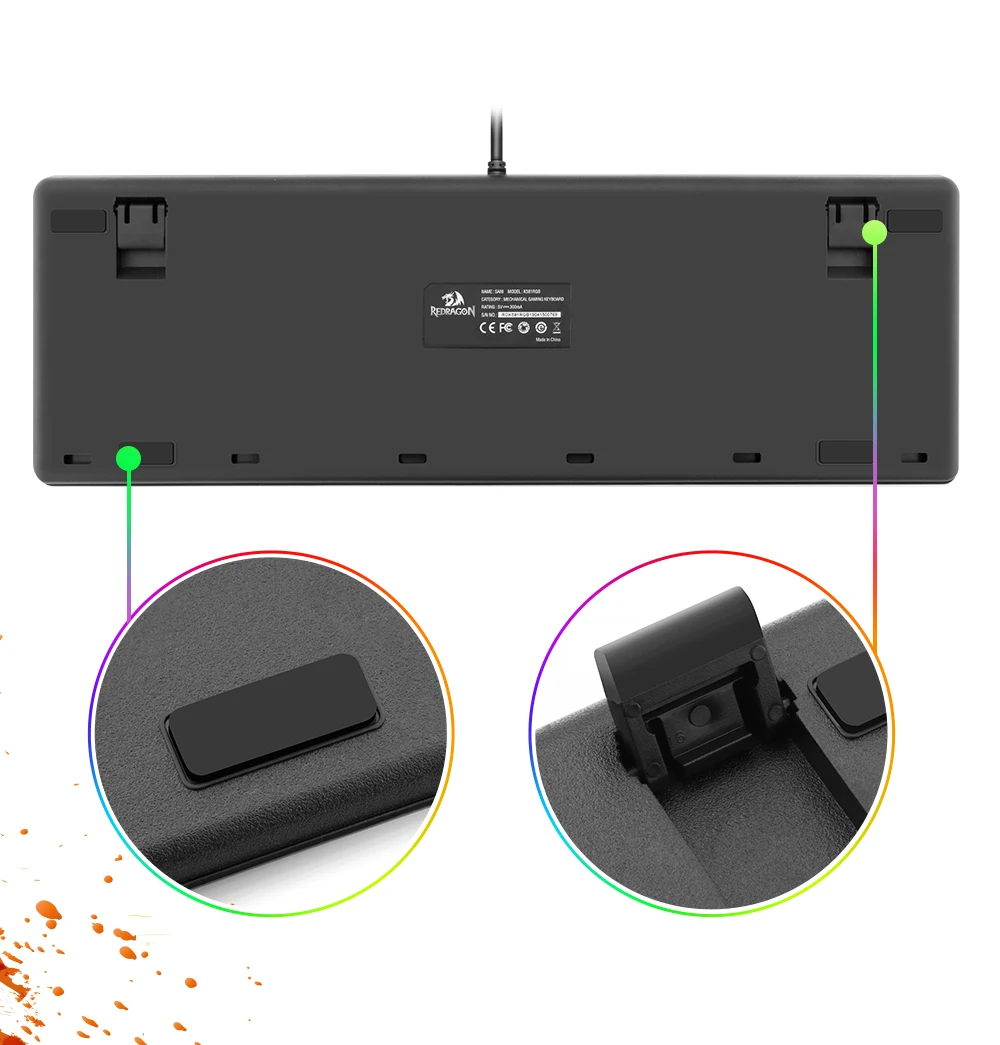 Redragon, новинка, K581, RGB, USB, Механическая игровая клавиатура, синий переключатель, светодиодная подсветка, 104 ключ, Проводная компьютерная игра, FPS, мопс, Overwatch