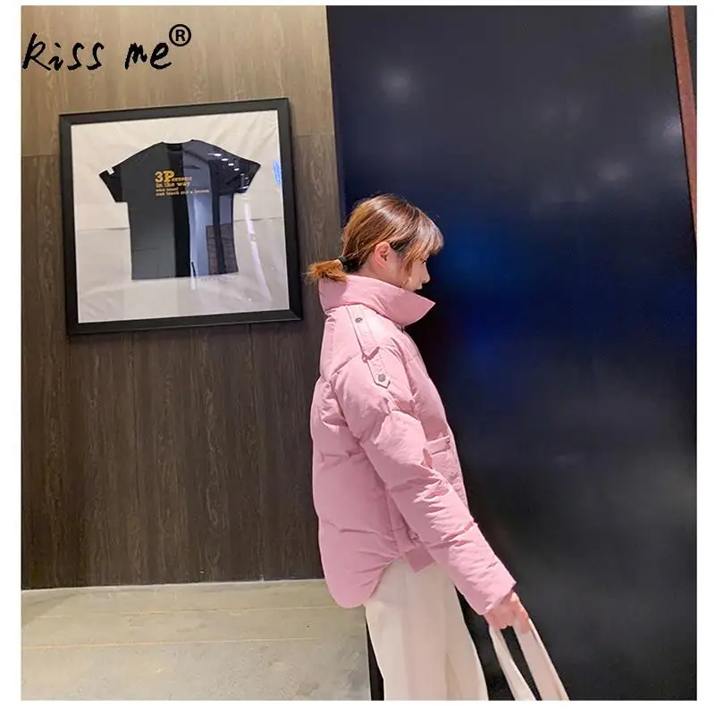 Свободный Зимний пуховик с высоким воротом женский жакет в стиле кэжуал теплый