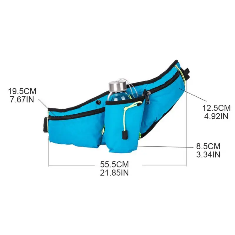 

Hiking Solid Color Waist Pack Bum Bag with Bottle Holder Texture Mobile Phone Large Capacity for Travel Sport Outdoor