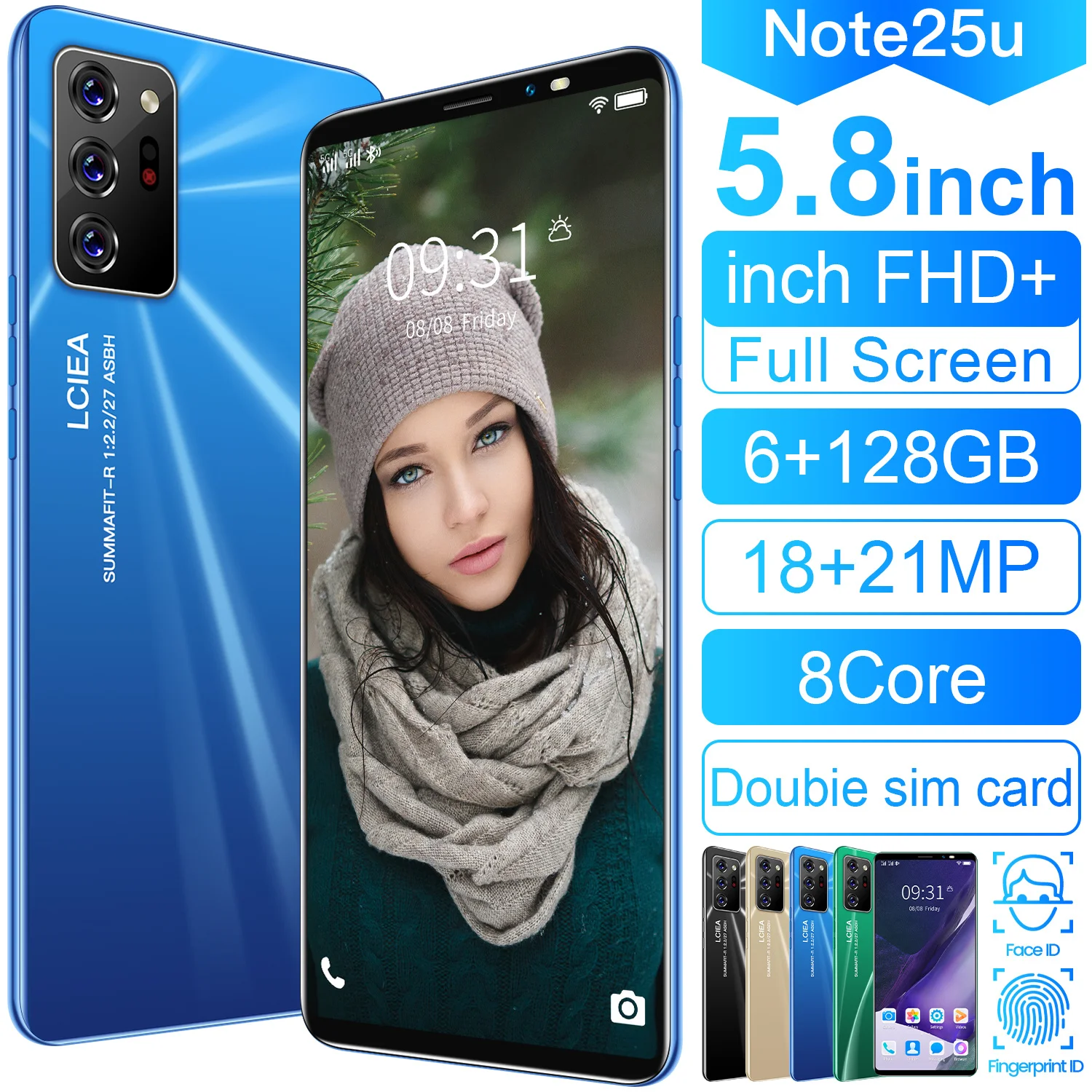 

Cheap Global Version Note25U 5.8Inch Smart Phone HD Full Screen 4500mAh Fingerprint Face Unlock 5G Android Ttelefone Inteligente