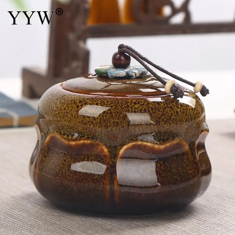 yellow Керамическая банка для чая, чехол для хранения, контейнер, подарок, кофейная пудра, органайзер, банки, уплотнение банка с китайским чаем, можно хранить чайные Caddy Theedoos - Цвет: yellow
