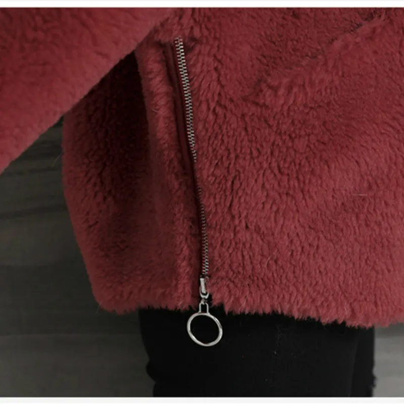 

Faux Sheep Shearing Coat Faux Fox Plush Coat Autumn and Winter European and American Style Faux Fur Coat Women's Short Fashion
