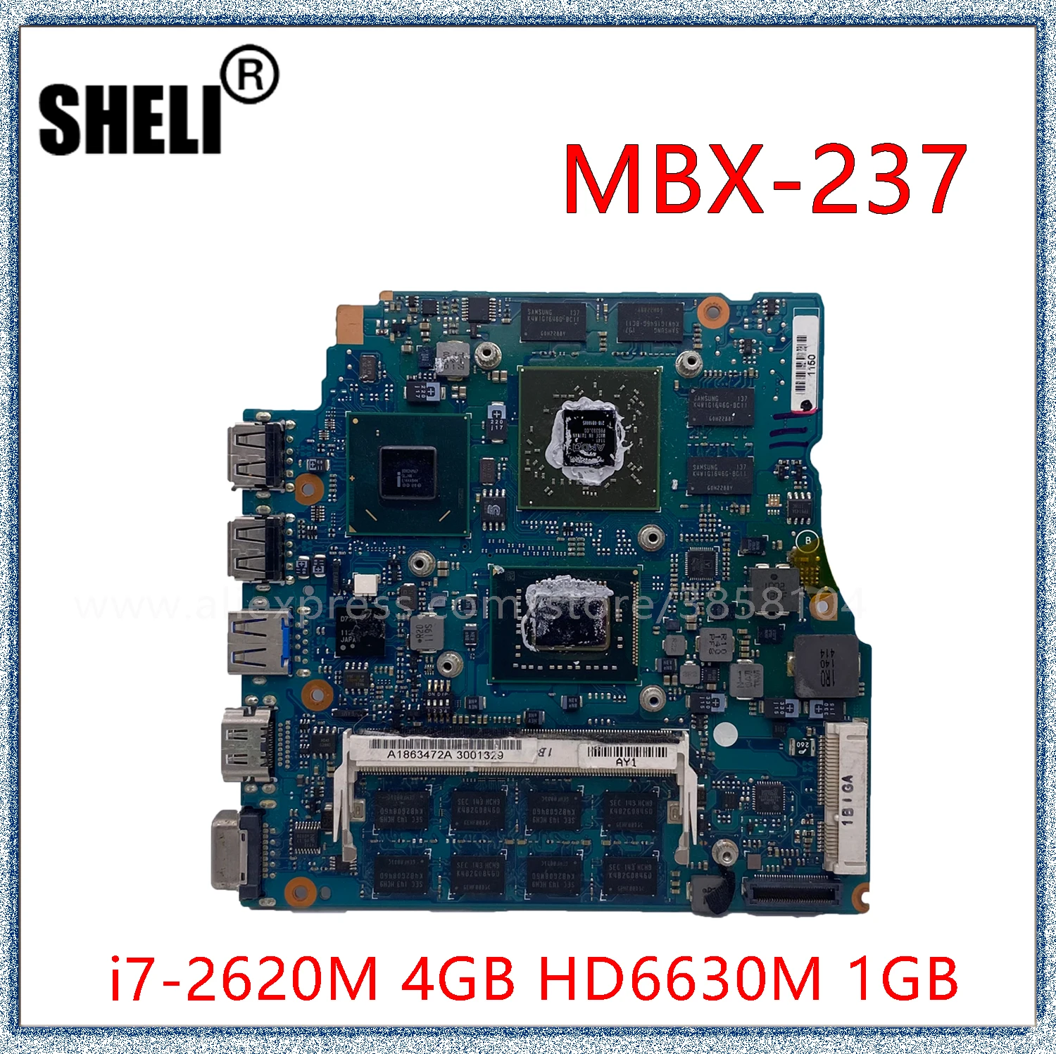 SHELI для Sony VPCSE MBX-237 материнская плата ноутбука с процессором I7-2620M 4 ГБ ОЗУ HD6630M 1 GPU