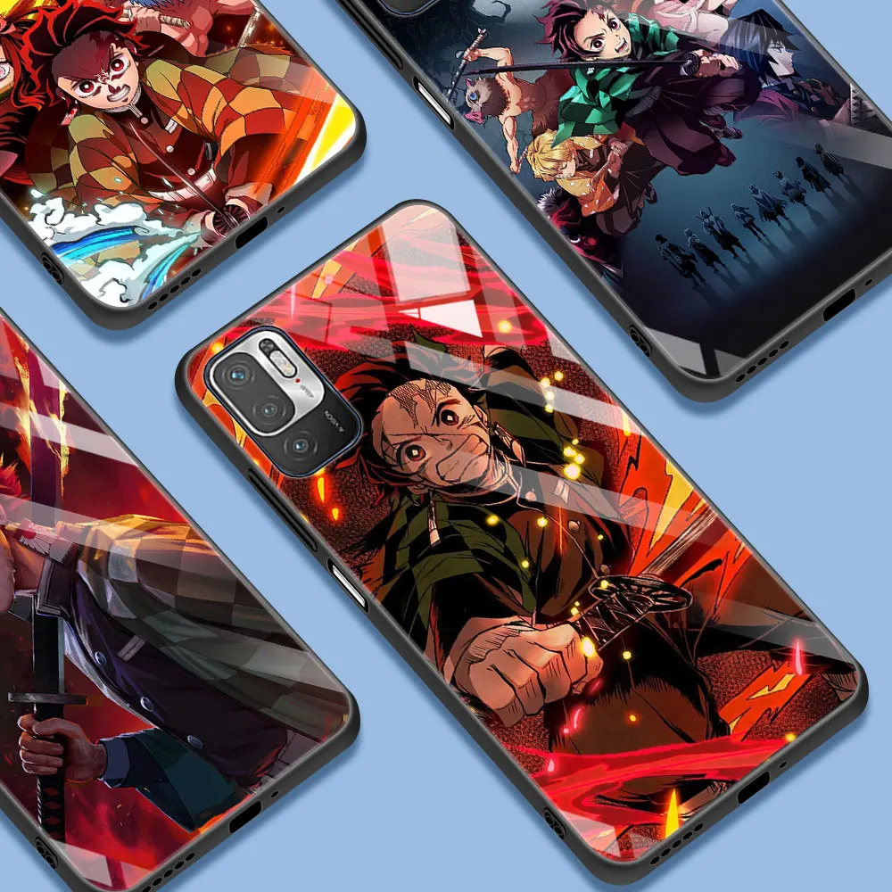 

Demon Slayer Tempered Glass Moblie Phone Case for Xiaomi Redmi Note 9S 8 Pro 9 10 7 8 8T 9T K20 K40 Pro Shell Funda