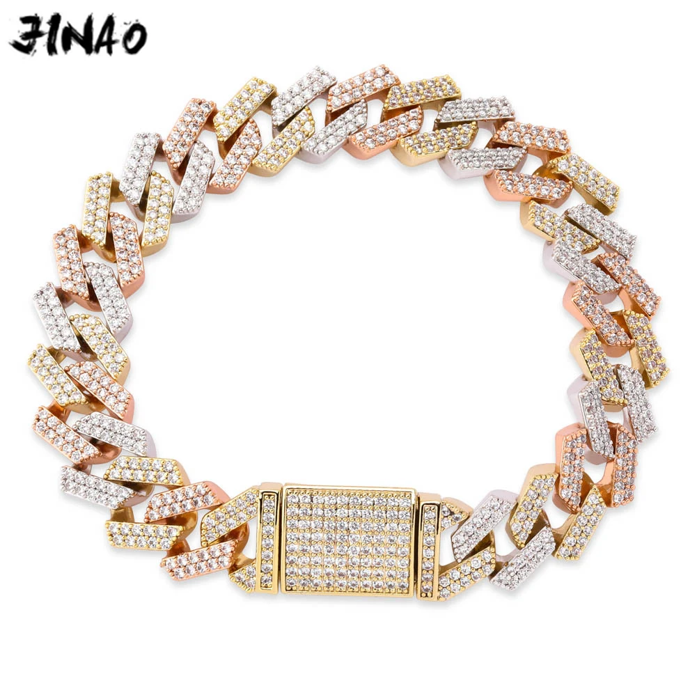 Браслет JINAO мужской из кубинской цепи с замком Майами Ювелирное Украшение в стиле