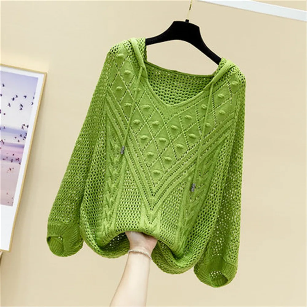 Свитер с капюшоном пуловер для женщин весна-лето новинка рукав летучая мышь