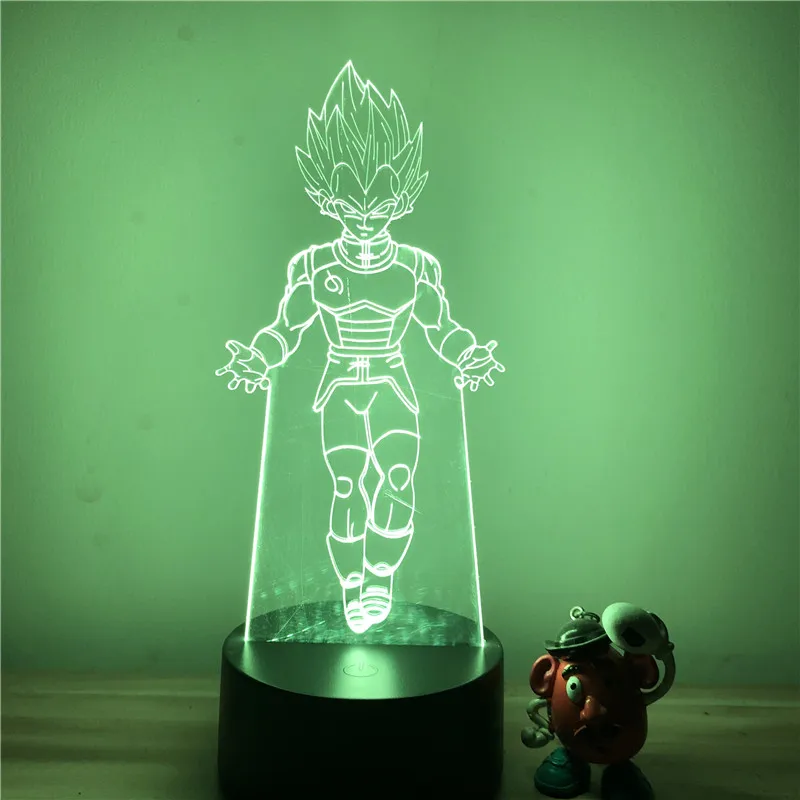 Dragon Ball Z Вегета ГОКу супер сайян, «Жемчуг дракона 3D светодиодный Ночной светильник 7 цветов сенсорный оптический Иллюзия фигурку настольная лампа украшения